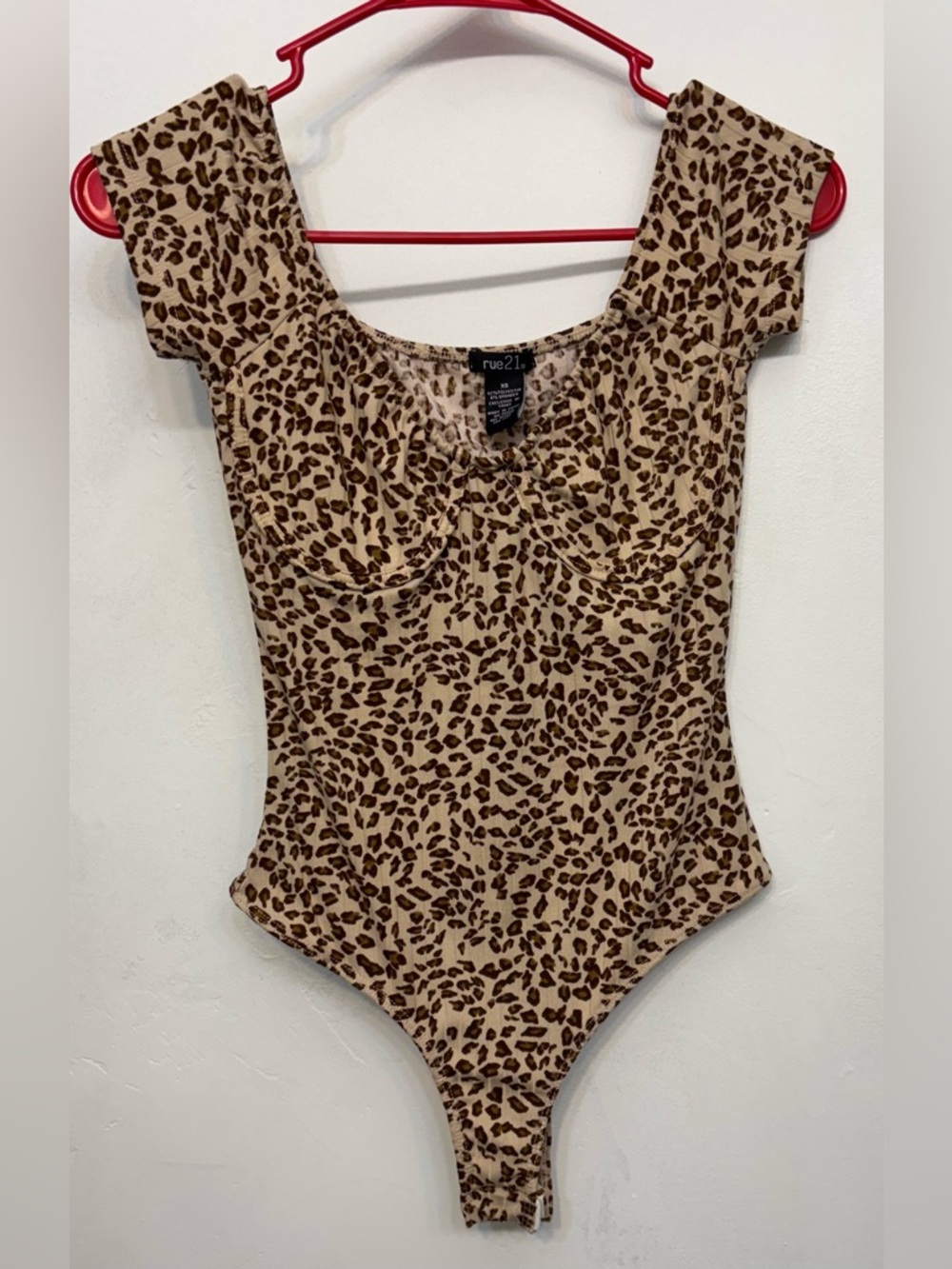 Rue21 Beige and Brown Leopard Print One-Piece Bodysuit Woman’s Size XS NWOT